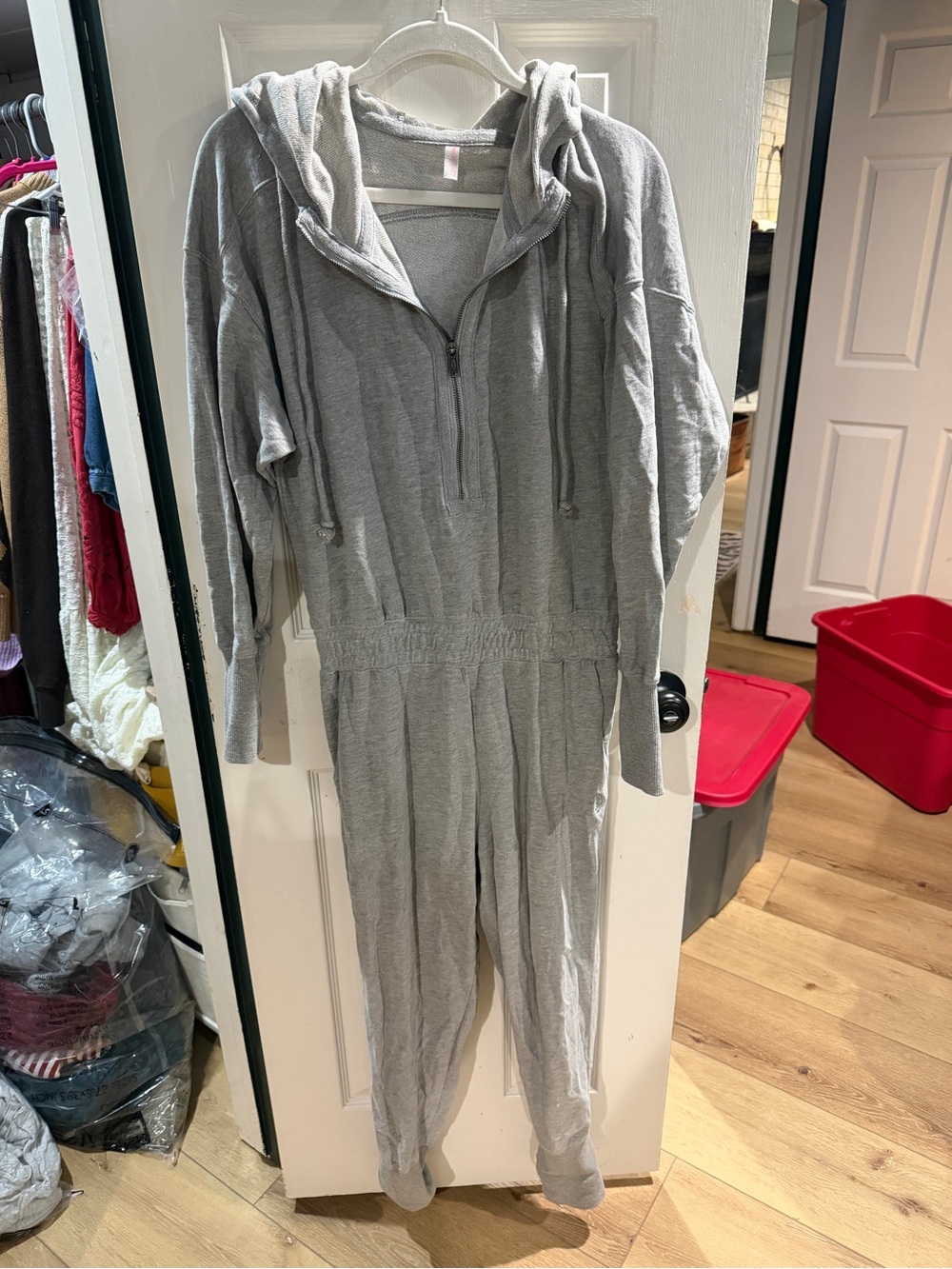 Free people movement Grey Hooded One-Piece Jumpsuit